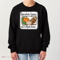 Pumpkin Leaves And Football Please Leopard Fall Vibes Gift Women's Sweatshirt thumb 0