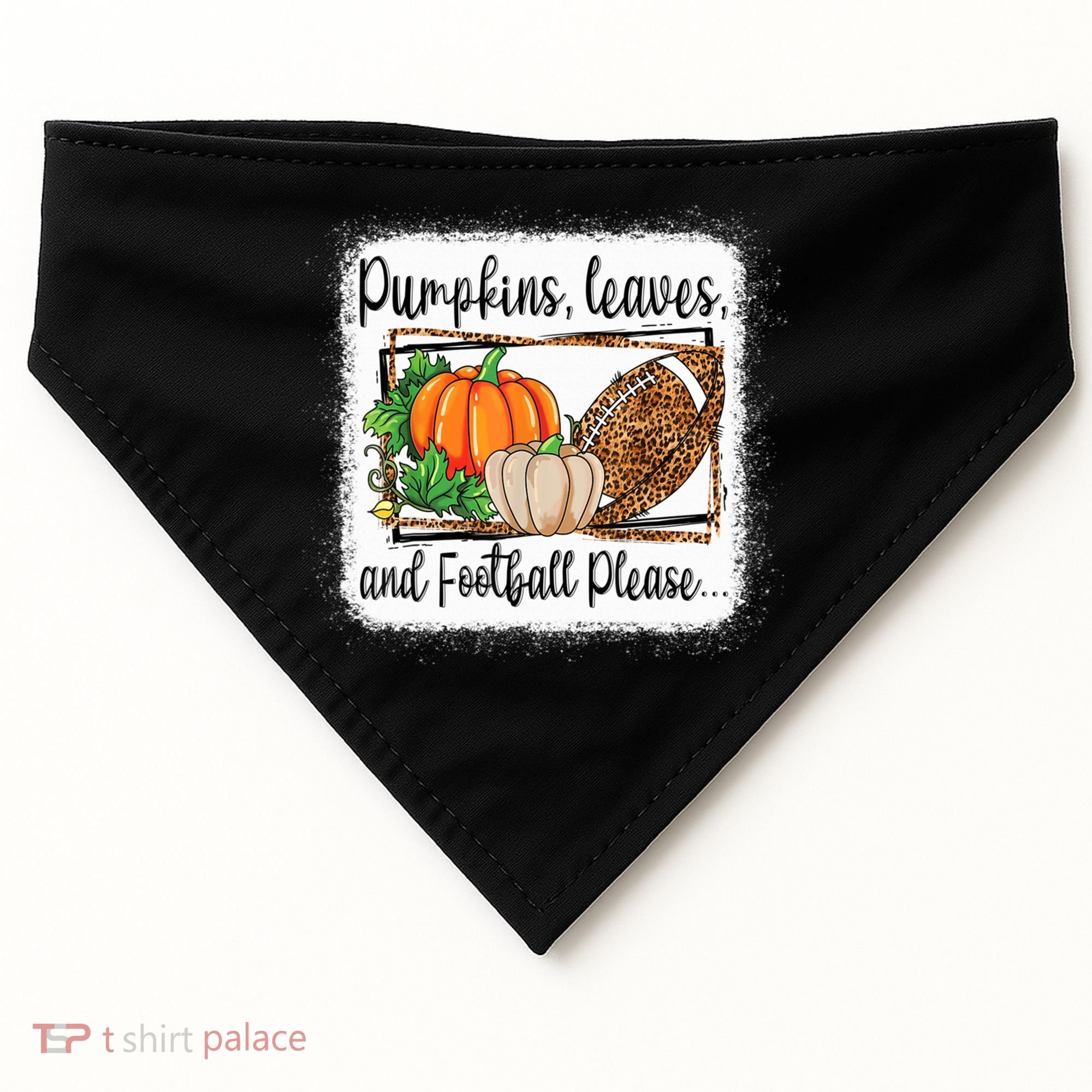 Pumpkin Leaves And Football Please Leopard Fall Vibes Gift USA-Made Doggie Bandana