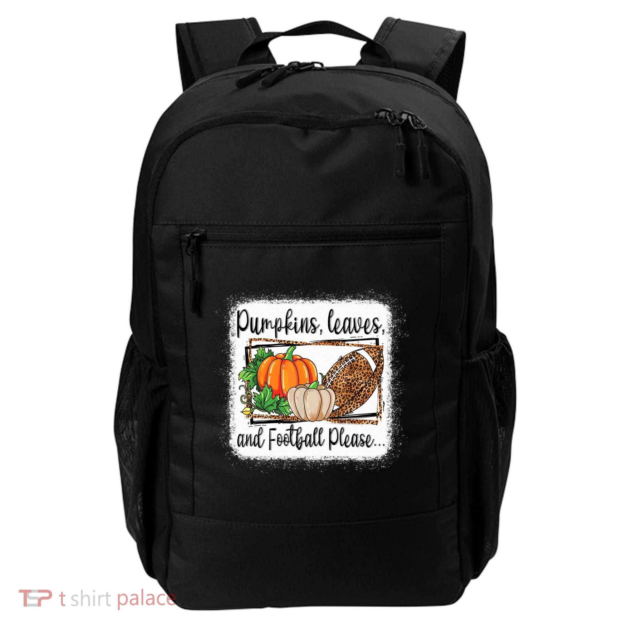 Pumpkin Leaves And Football Please Leopard Fall Vibes Gift Backpack