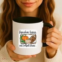 Pumpkin Leaves And Football Please Leopard Fall Vibes Gift Coffee Mug thumb 3