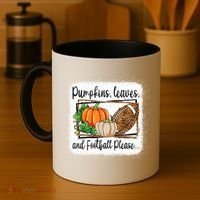 Pumpkin Leaves And Football Please Leopard Fall Vibes Gift Coffee Mug thumb 4