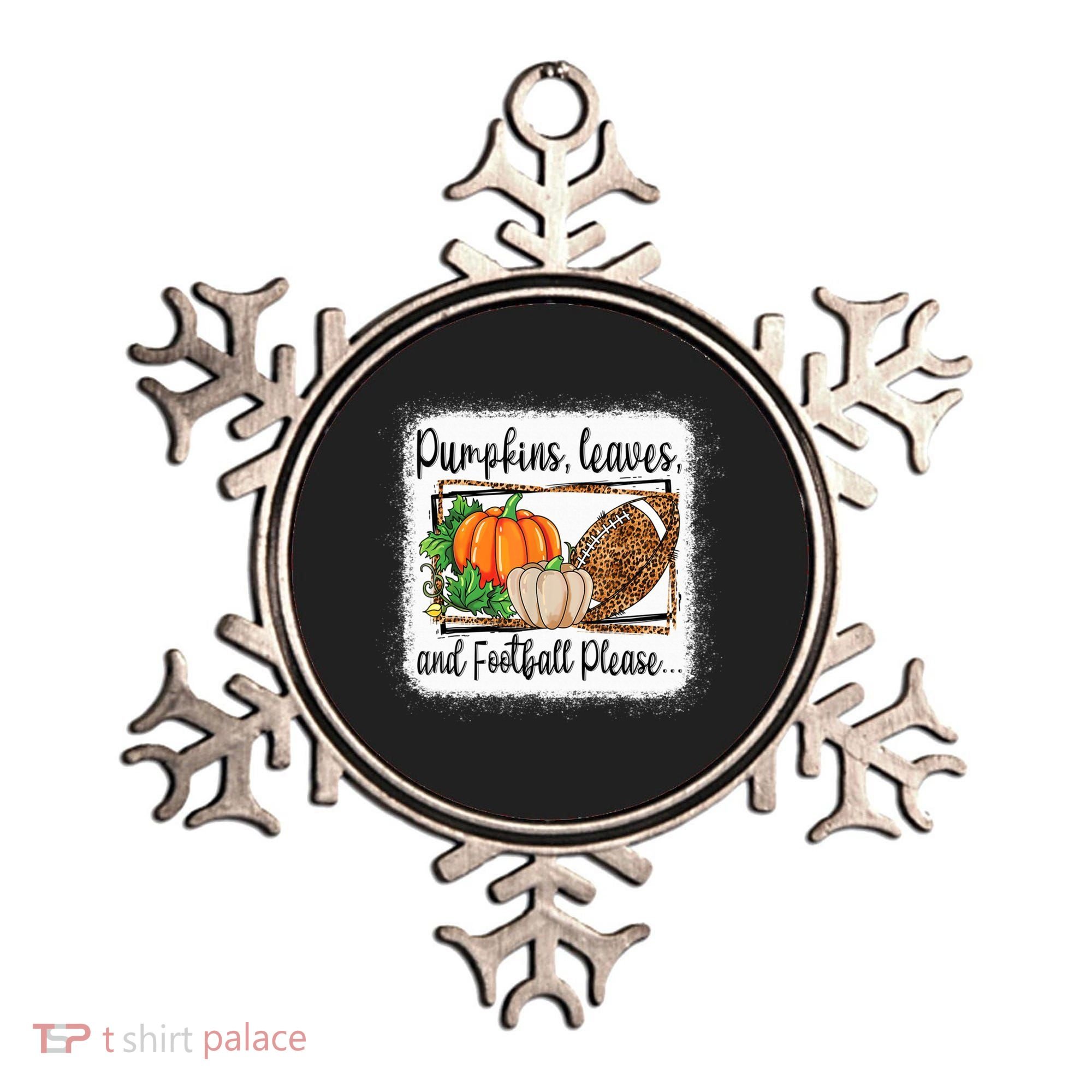 Pumpkin Leaves And Football Please Leopard Fall Vibes Gift Ornament