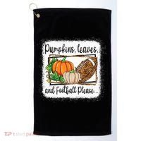Pumpkin Leaves And Football Please Leopard Fall Vibes Gift Golf Towel thumb 0