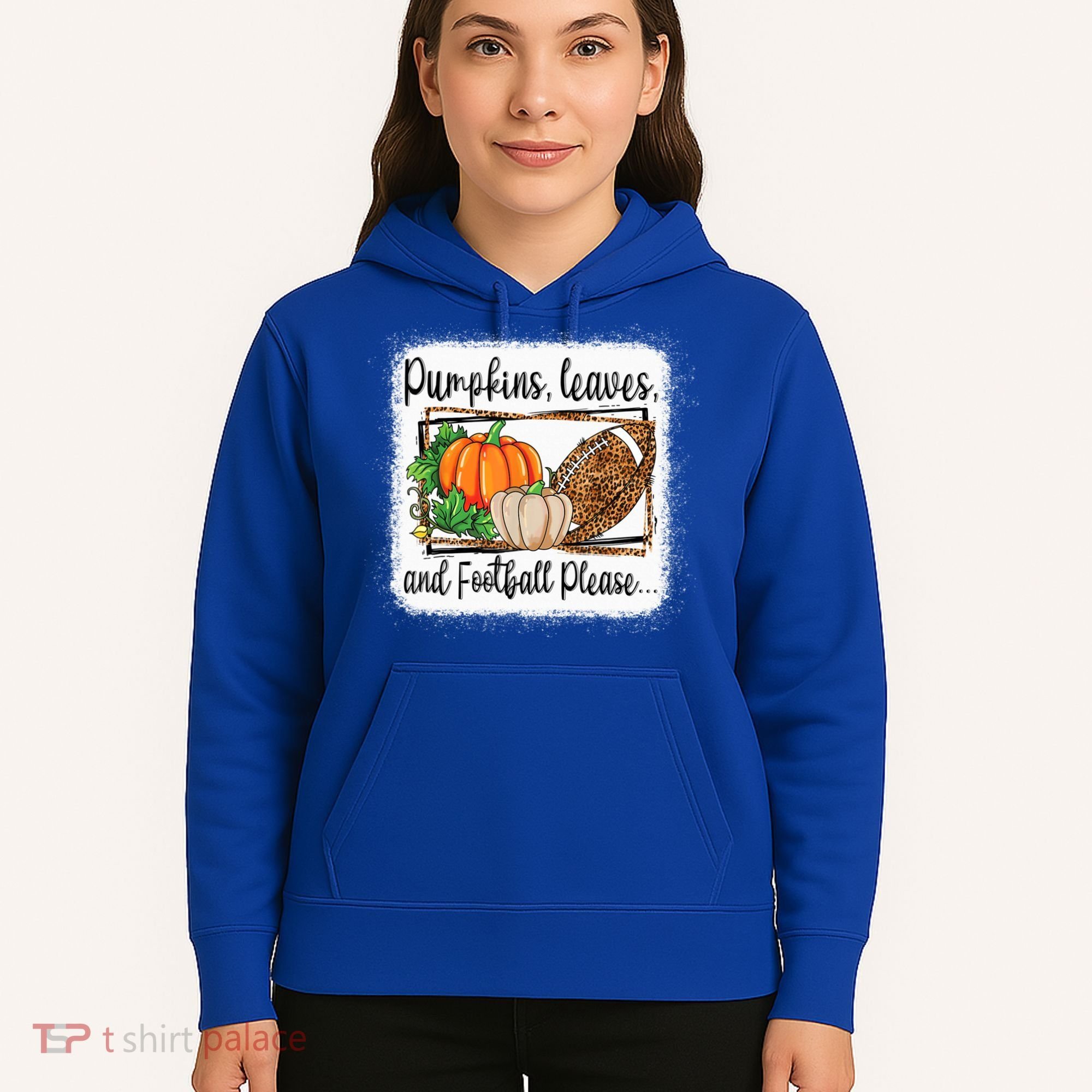 Pumpkin Leaves And Football Please Leopard Fall Vibes Gift Hoodie