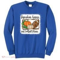 Pumpkin Leaves And Football Please Leopard Fall Vibes Gift Sweatshirt thumb 0