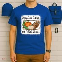 Pumpkin Leaves And Football Please Leopard Fall Vibes Gift T-Shirt thumb 6