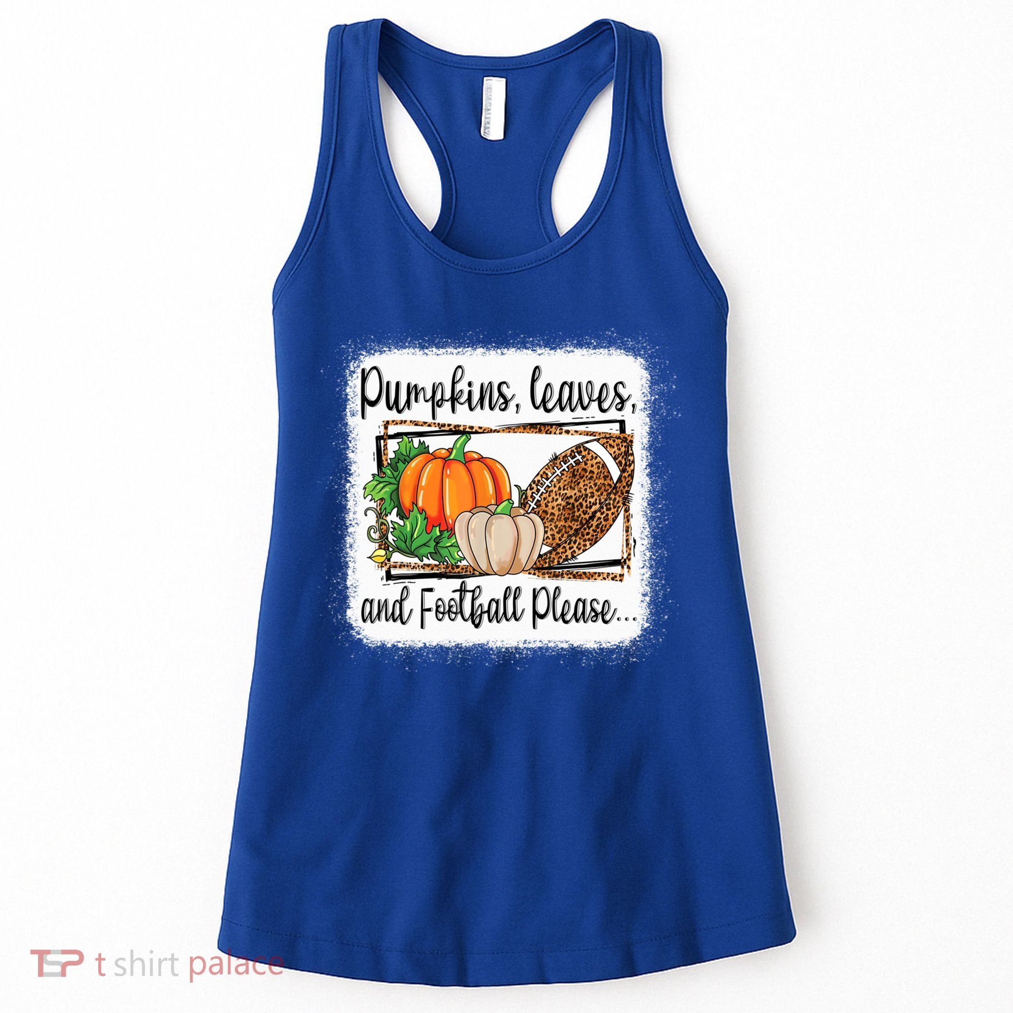 Pumpkin Leaves And Football Please Leopard Fall Vibes Gift Women's Tank Top
