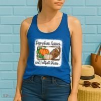 Pumpkin Leaves And Football Please Leopard Fall Vibes Gift Women's Tank Top thumb 2