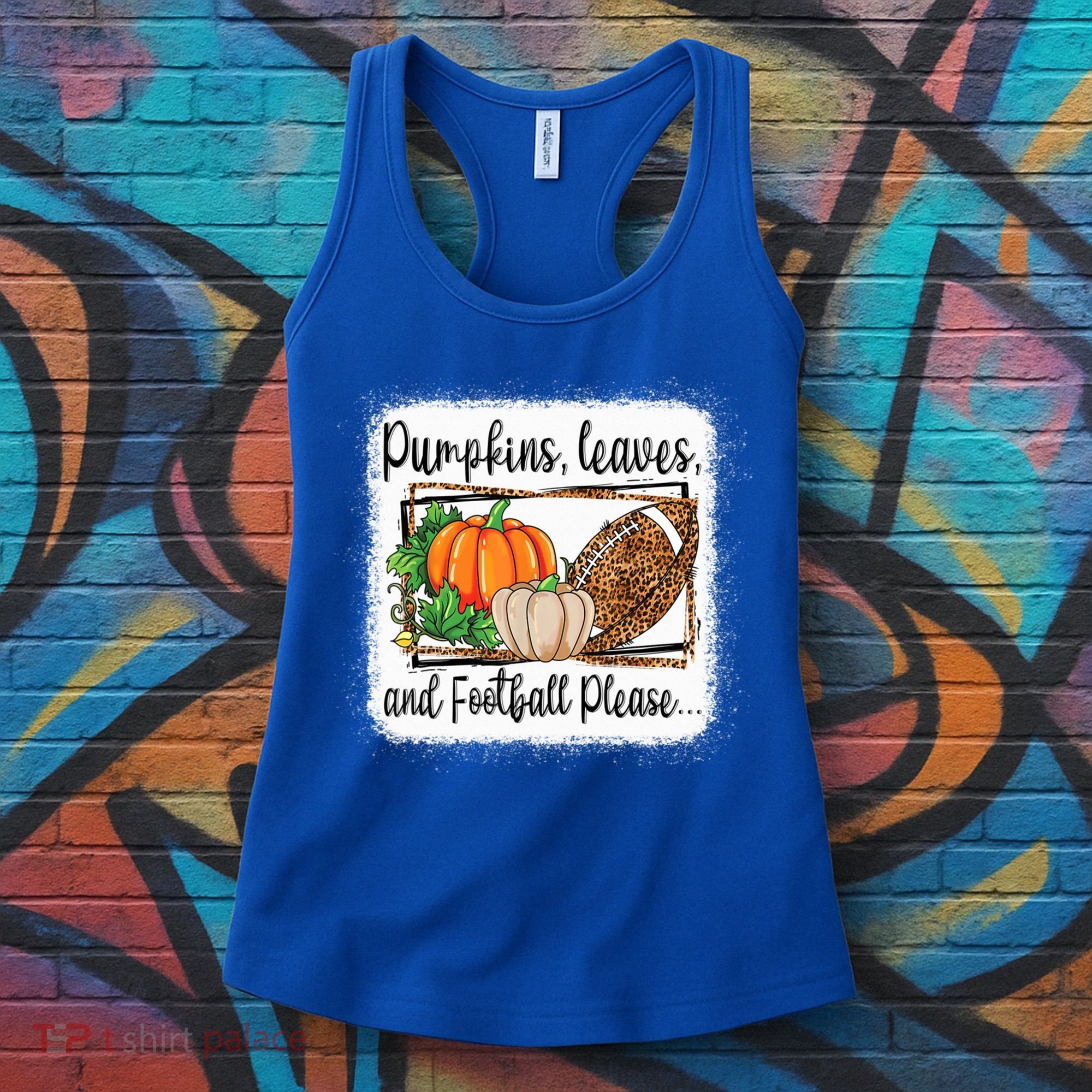 Pumpkin Leaves And Football Please Leopard Fall Vibes Gift Women's Tank Top