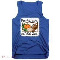 Pumpkin Leaves And Football Please Leopard Fall Vibes Gift Tank Top thumb 0