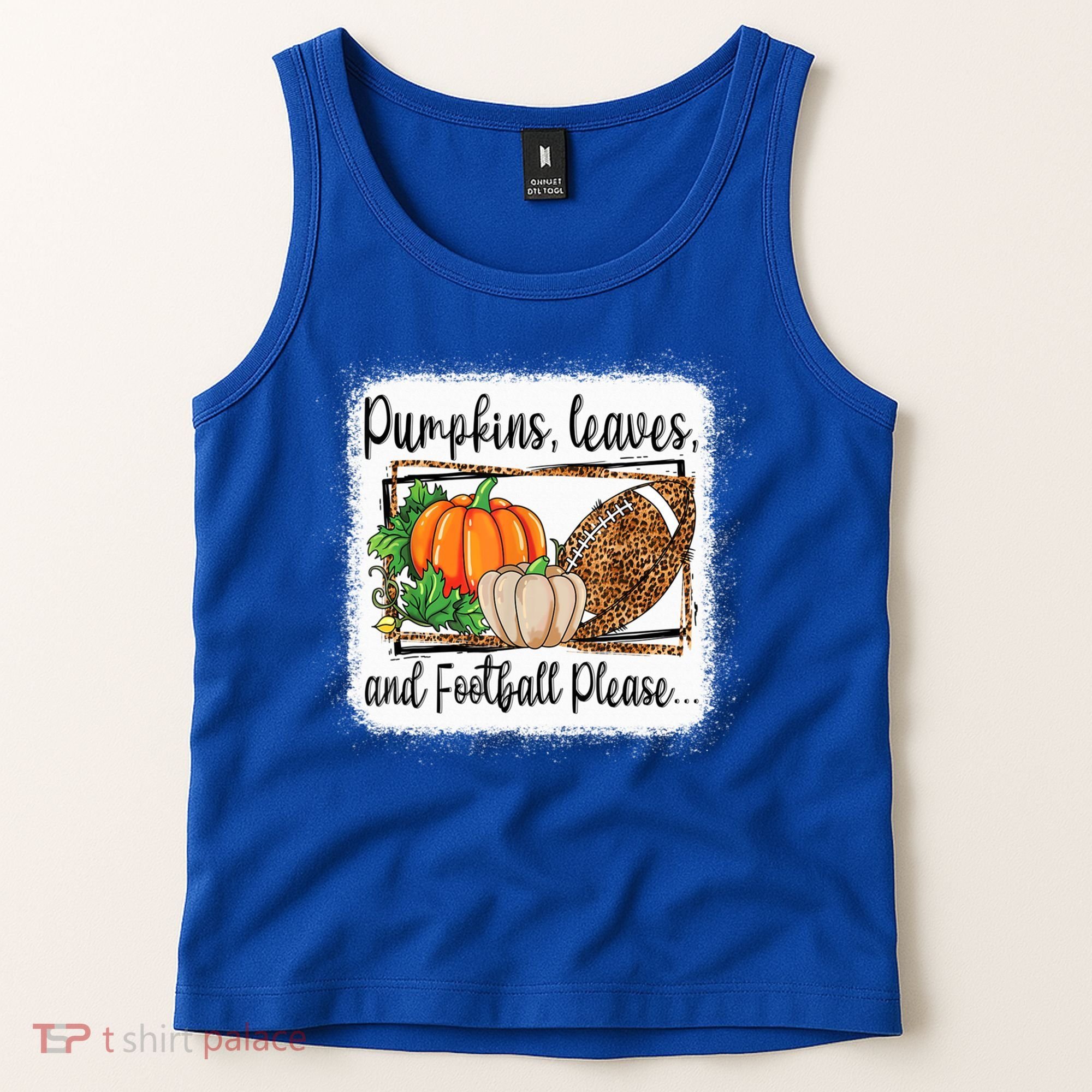 Pumpkin Leaves And Football Please Leopard Fall Vibes Gift Tank Top
