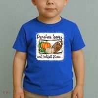 Pumpkin Leaves And Football Please Leopard Fall Vibes Gift Toddler T-Shirt thumb 2