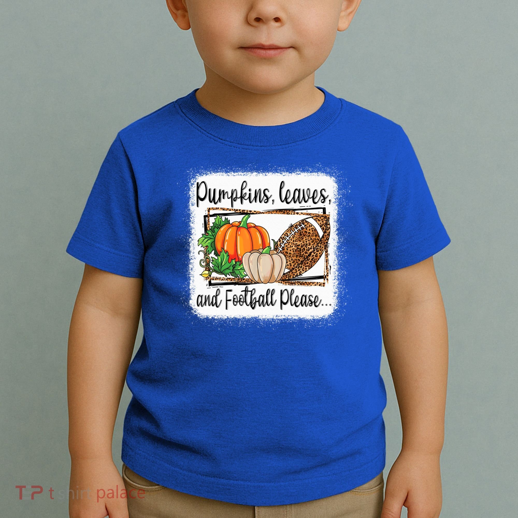 Pumpkin Leaves And Football Please Leopard Fall Vibes Gift Toddler T-Shirt