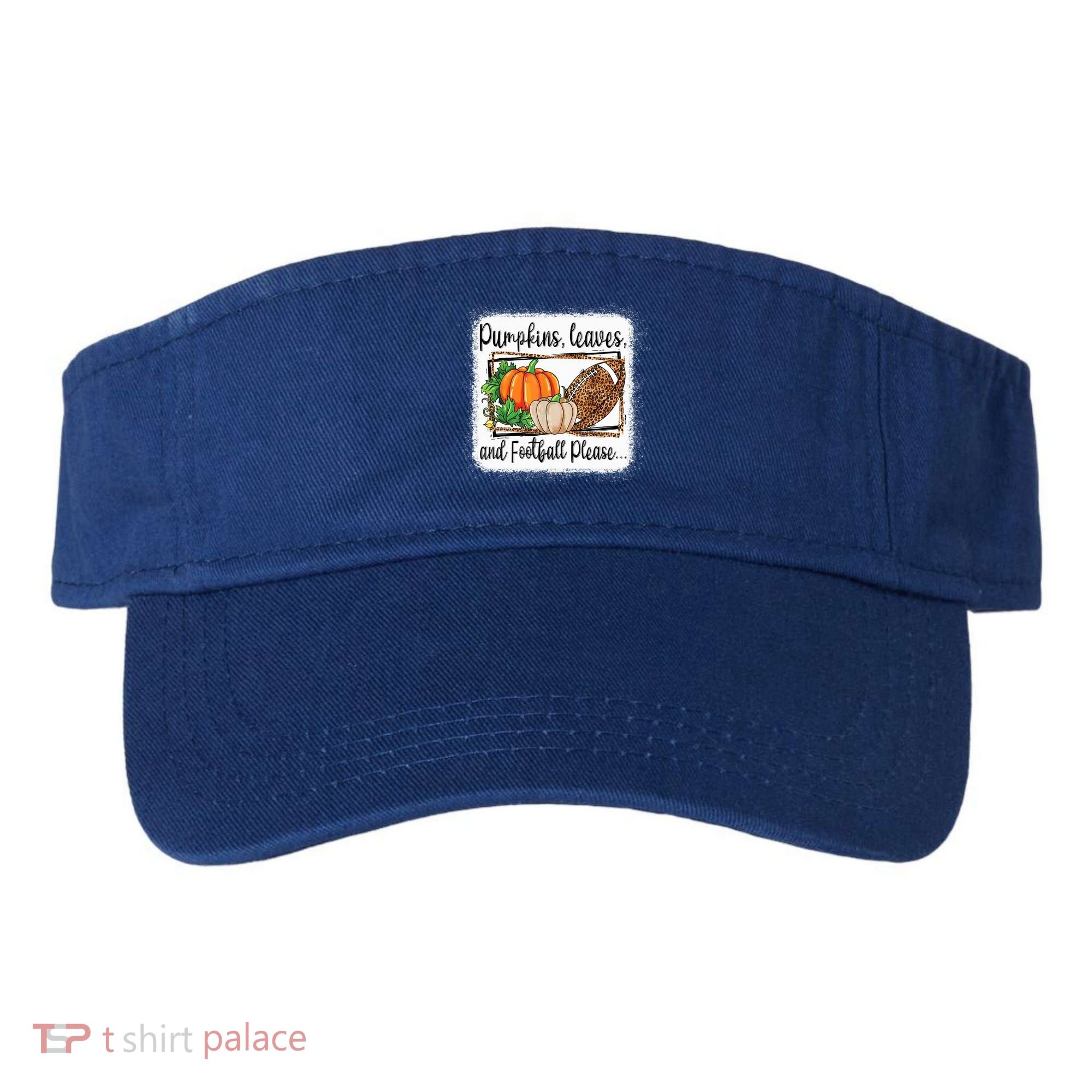 Pumpkin Leaves And Football Please Leopard Fall Vibes Gift Visor