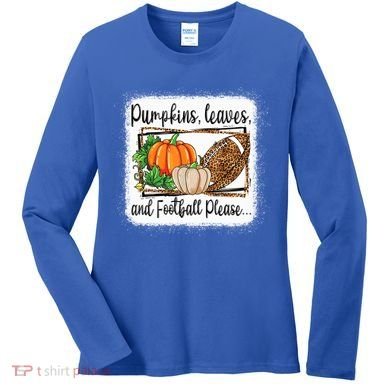 Pumpkin Leaves And Football Please Leopard Fall Vibes Gift Women's Long Sleeve Shirt