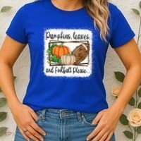Pumpkin Leaves And Football Please Leopard Fall Vibes Gift Women's T-Shirt thumb 2