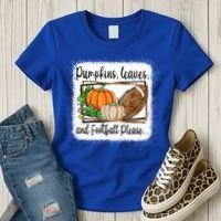 Pumpkin Leaves And Football Please Leopard Fall Vibes Gift Women's T-Shirt thumb 3