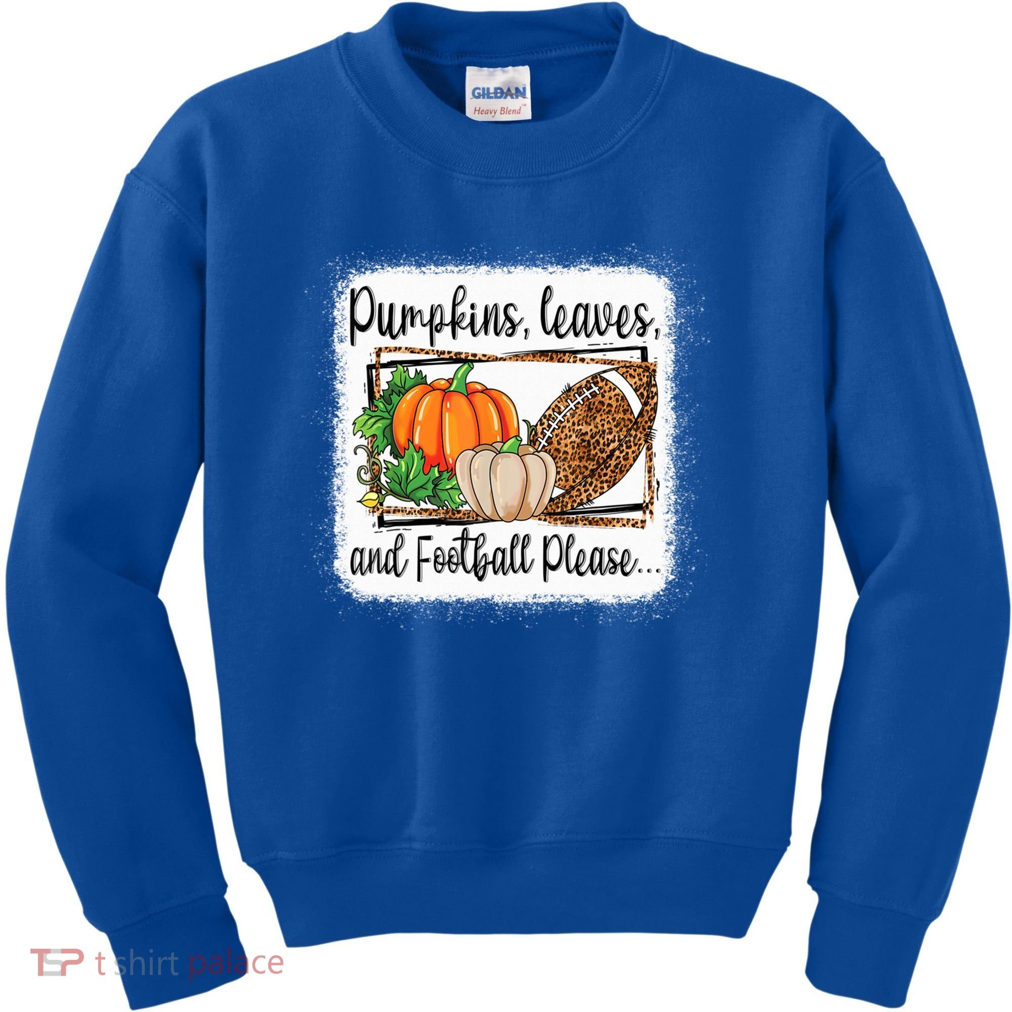 Pumpkin Leaves And Football Please Leopard Fall Vibes Gift Kids Sweatshirt
