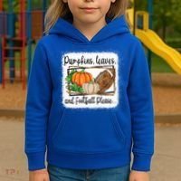 Pumpkin Leaves And Football Please Leopard Fall Vibes Gift Kids Hoodie thumb 3