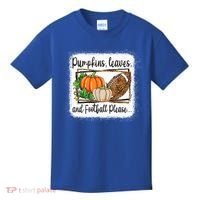 Pumpkin Leaves And Football Please Leopard Fall Vibes Gift Kids T-Shirt thumb 0