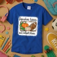 Pumpkin Leaves And Football Please Leopard Fall Vibes Gift Kids T-Shirt thumb 3