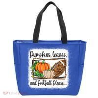 Pumpkin Leaves And Football Please Leopard Fall Vibes Gift Tote Bag thumb 0