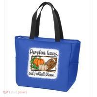 Pumpkin Leaves And Football Please Leopard Fall Vibes Gift Tote Bag thumb 3