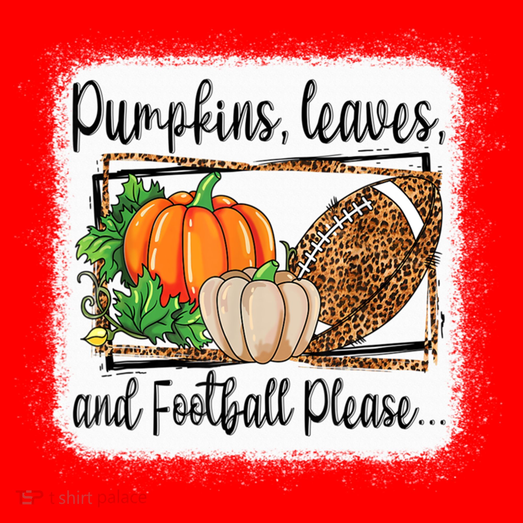 Pumpkin Leaves And Football Please Leopard Fall Vibes Gift Santa Hat