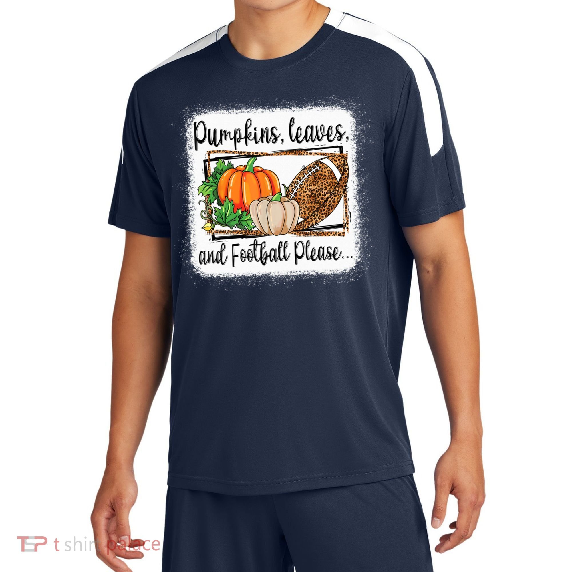 Pumpkin Leaves And Football Please Leopard Fall Vibes Gift Sport-Tek Competitor United Soccer Jersey
