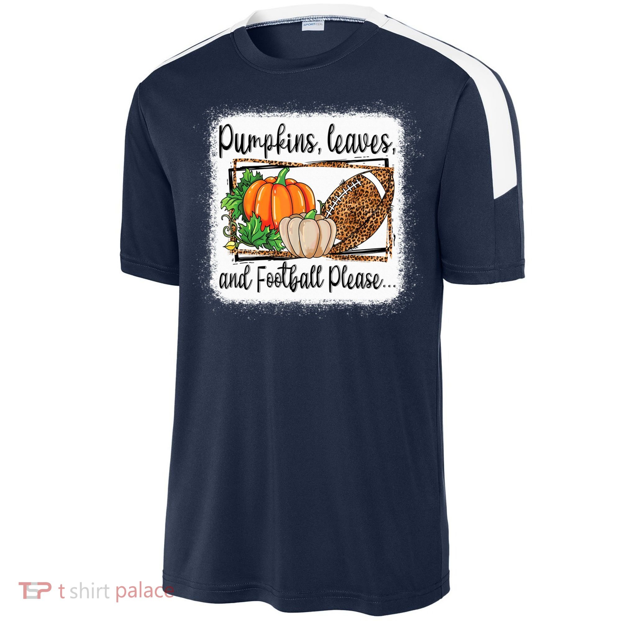 Pumpkin Leaves And Football Please Leopard Fall Vibes Gift Sport-Tek Competitor United Soccer Jersey