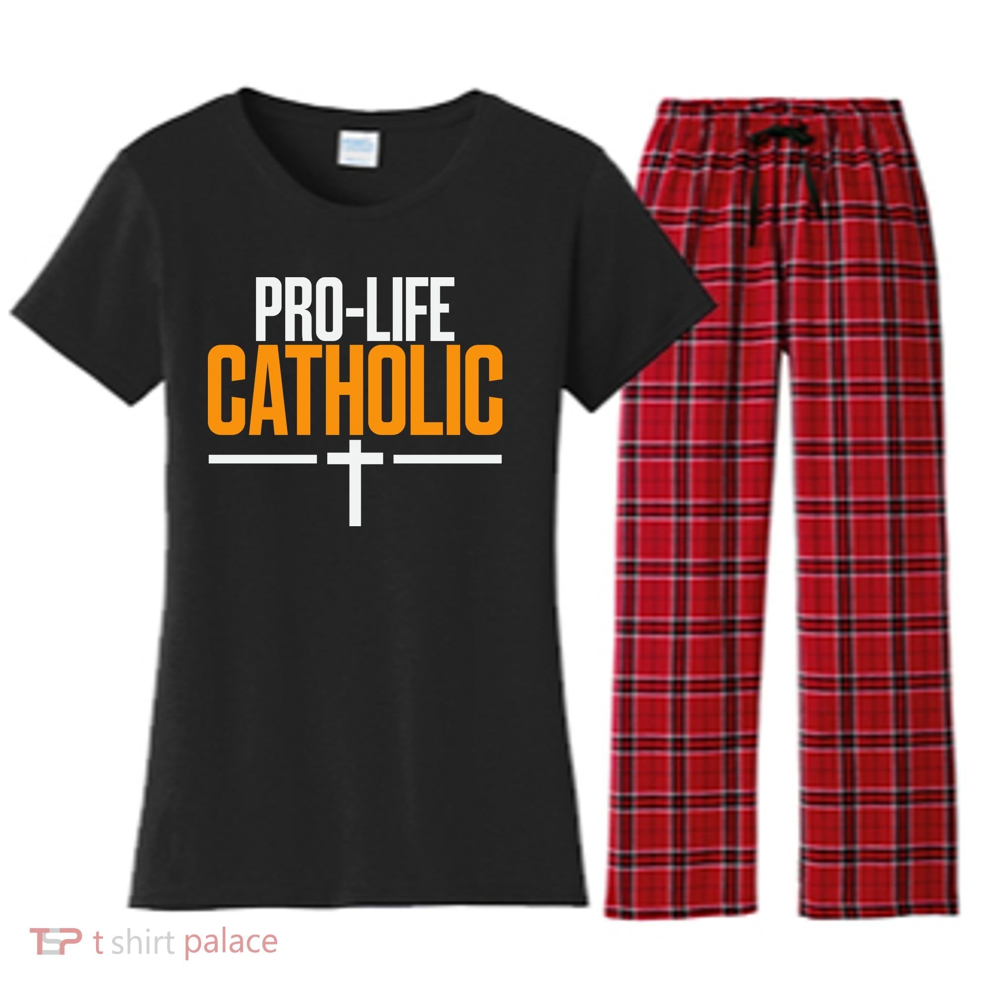 Pro Life Anti Abortion Catholic Women's Flannel Pajama Set