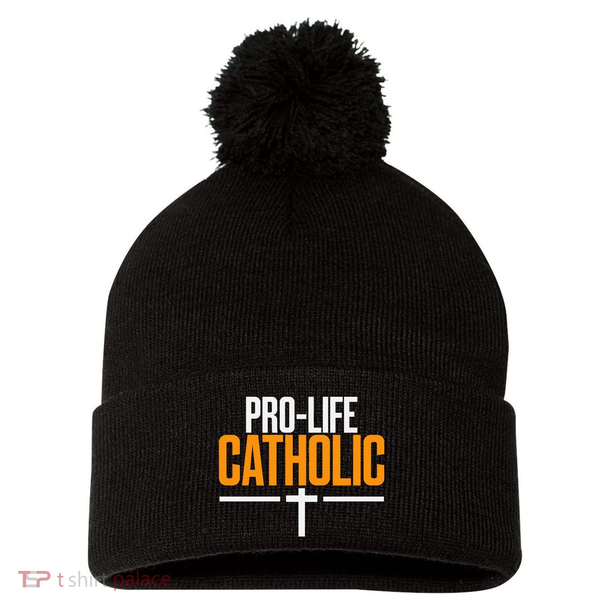 Pro Life Anti Abortion Catholic Pom Pom 12in Knit Beanie
