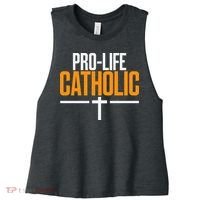 Pro Life Anti Abortion Catholic Women's Racerback Cropped Tank thumb 0