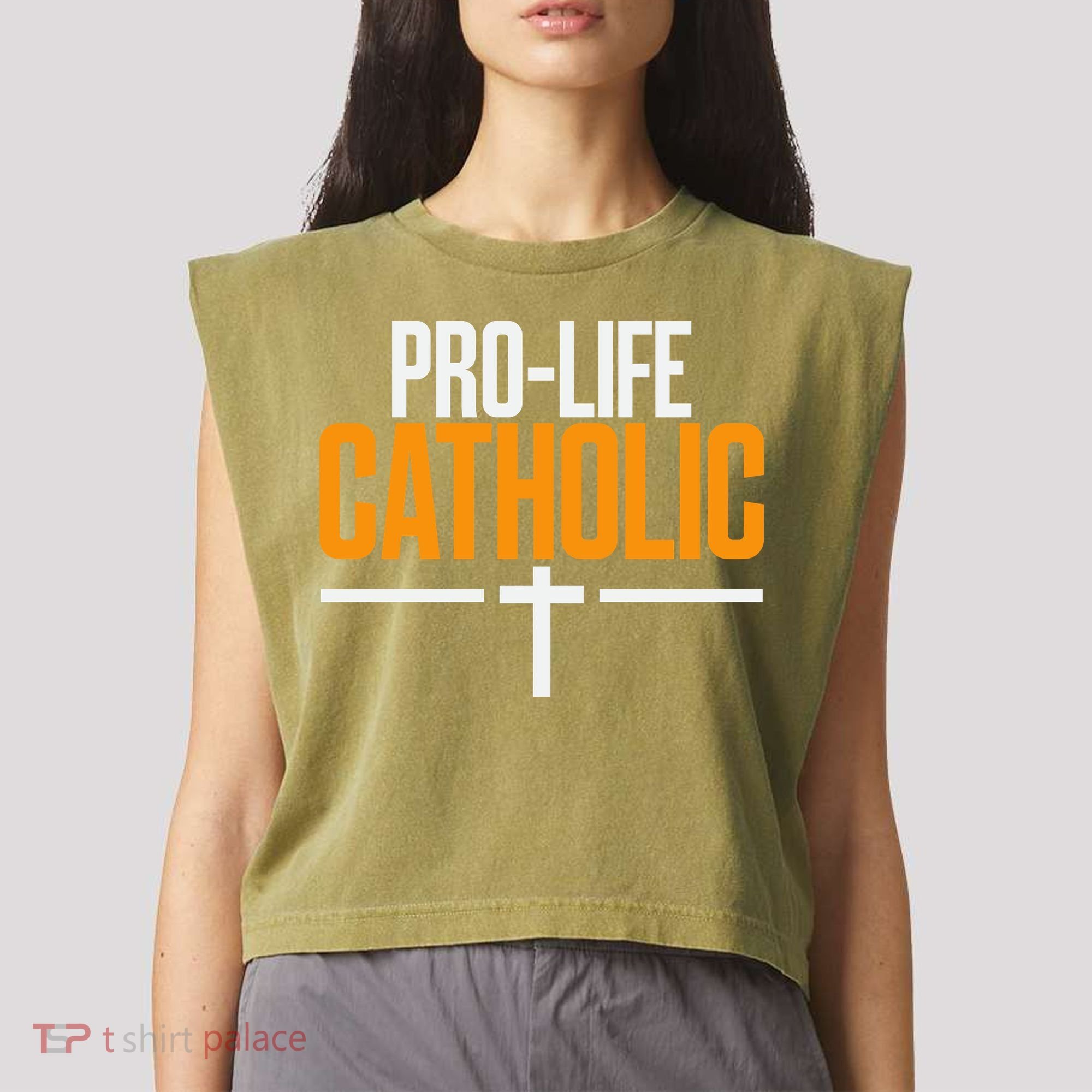Pro Life Anti Abortion Catholic Garment-Dyed Women's Muscle Tee