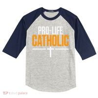 Pro Life Anti Abortion Catholic Kids Colorblock Raglan Jersey thumb 0