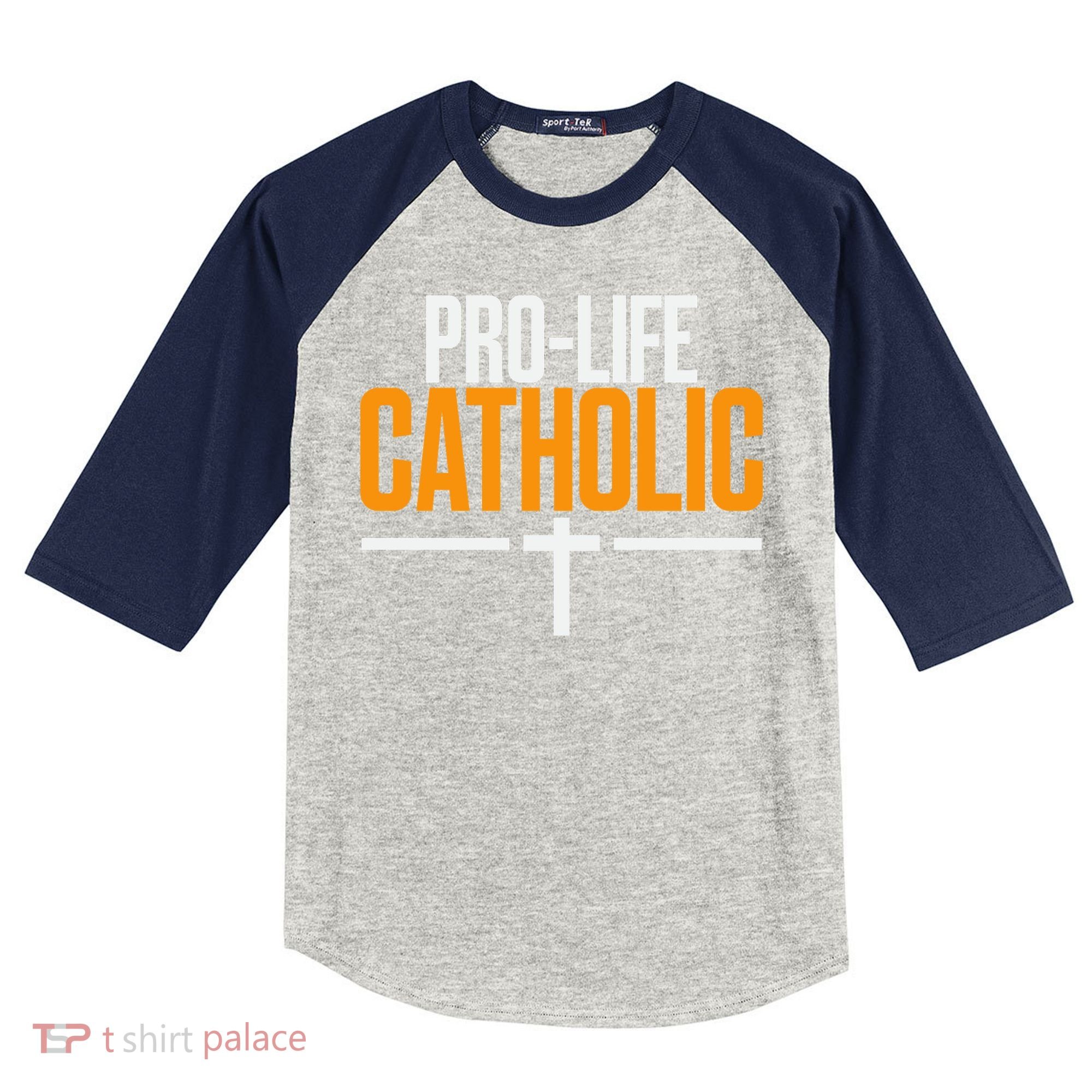 Pro Life Anti Abortion Catholic Kids Colorblock Raglan Jersey