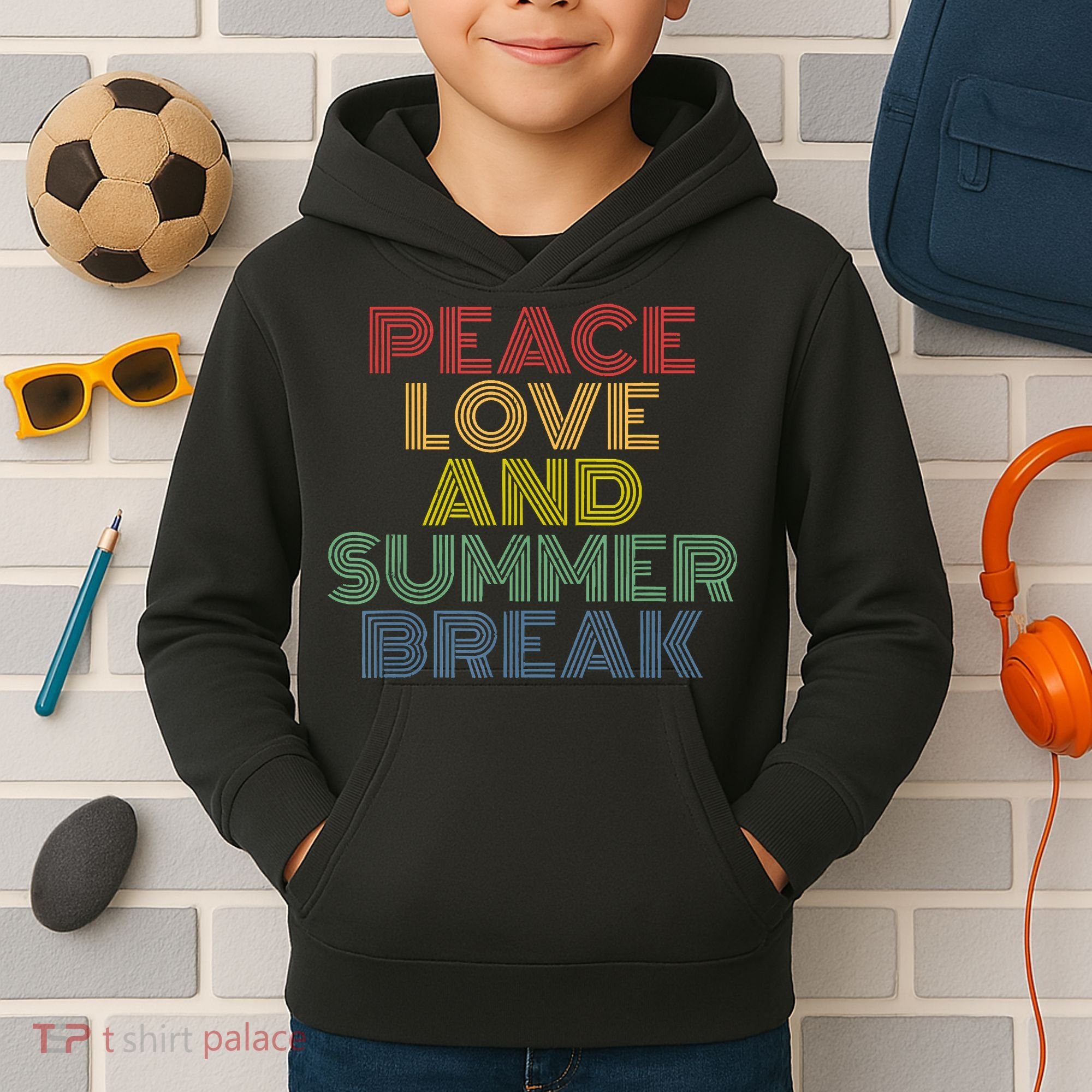 Peace Love And Summer Break Summer Lover Kids Hoodie