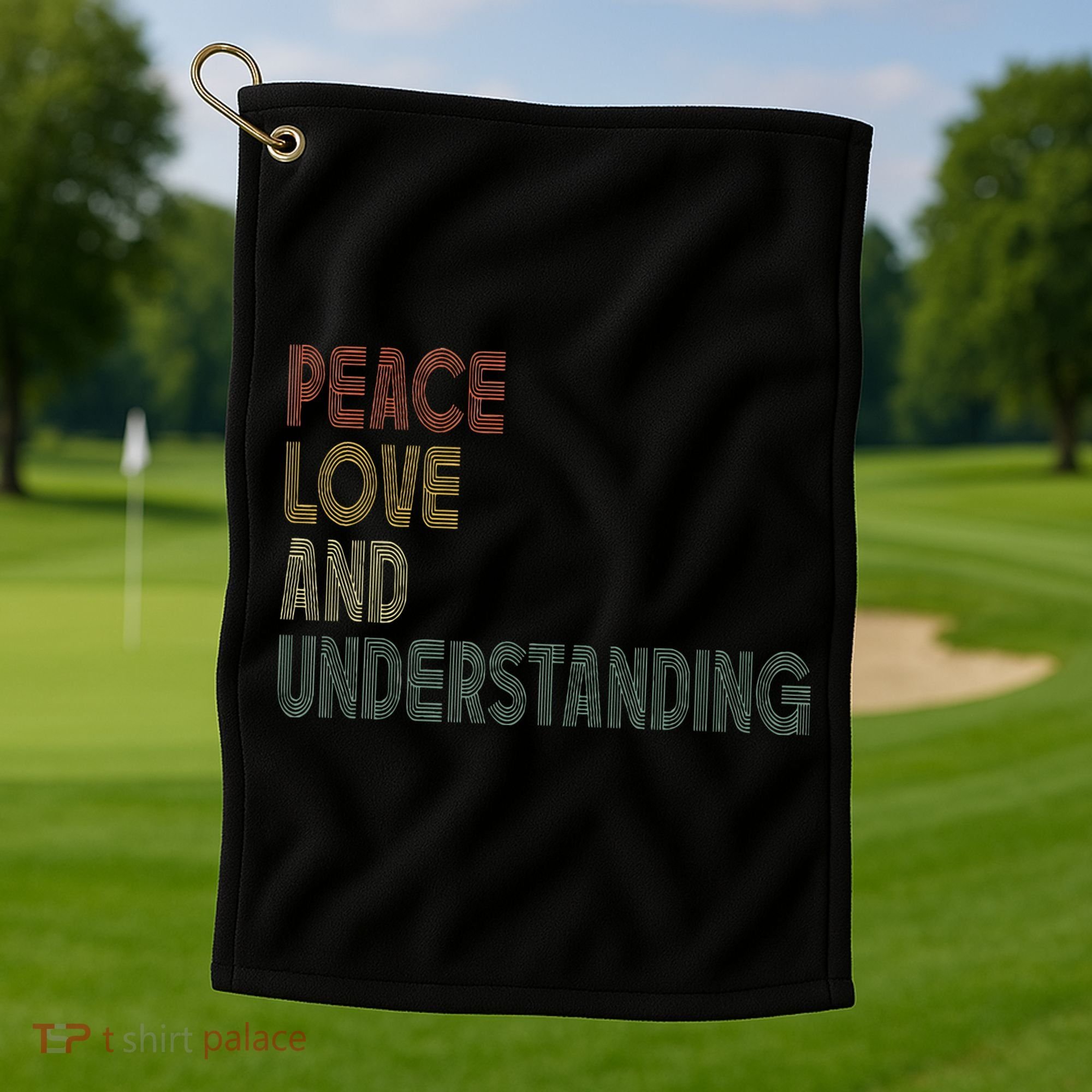 Peace Love And Understanding Inspirational Golf Towel