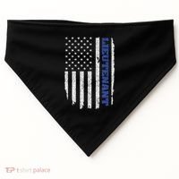 Police Lieutenant American Flag Usa Thin Blue USA-Made Doggie Bandana thumb 0