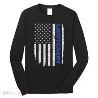 Police Lieutenant American Flag Usa Thin Blue Long Sleeve Shirt thumb 0