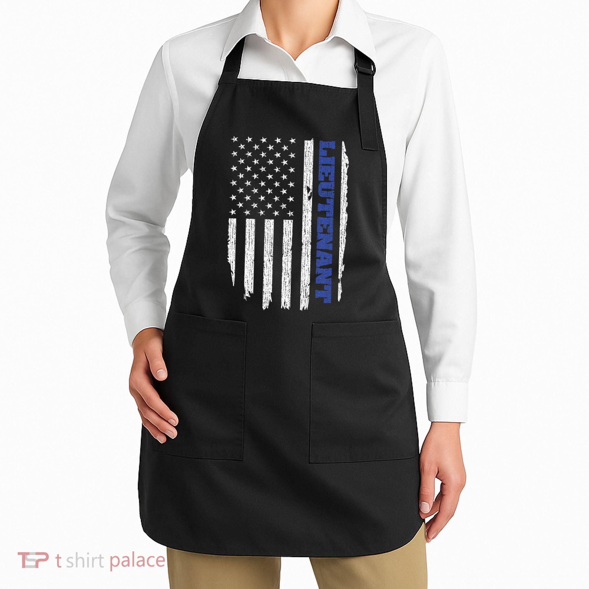 Police Lieutenant American Flag Usa Thin Blue Apron