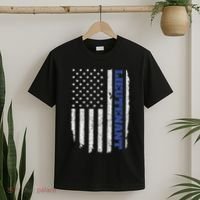 Police Lieutenant American Flag Usa Thin Blue T-Shirt thumb 2