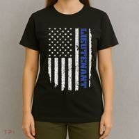 Police Lieutenant American Flag Usa Thin Blue T-Shirt thumb 4