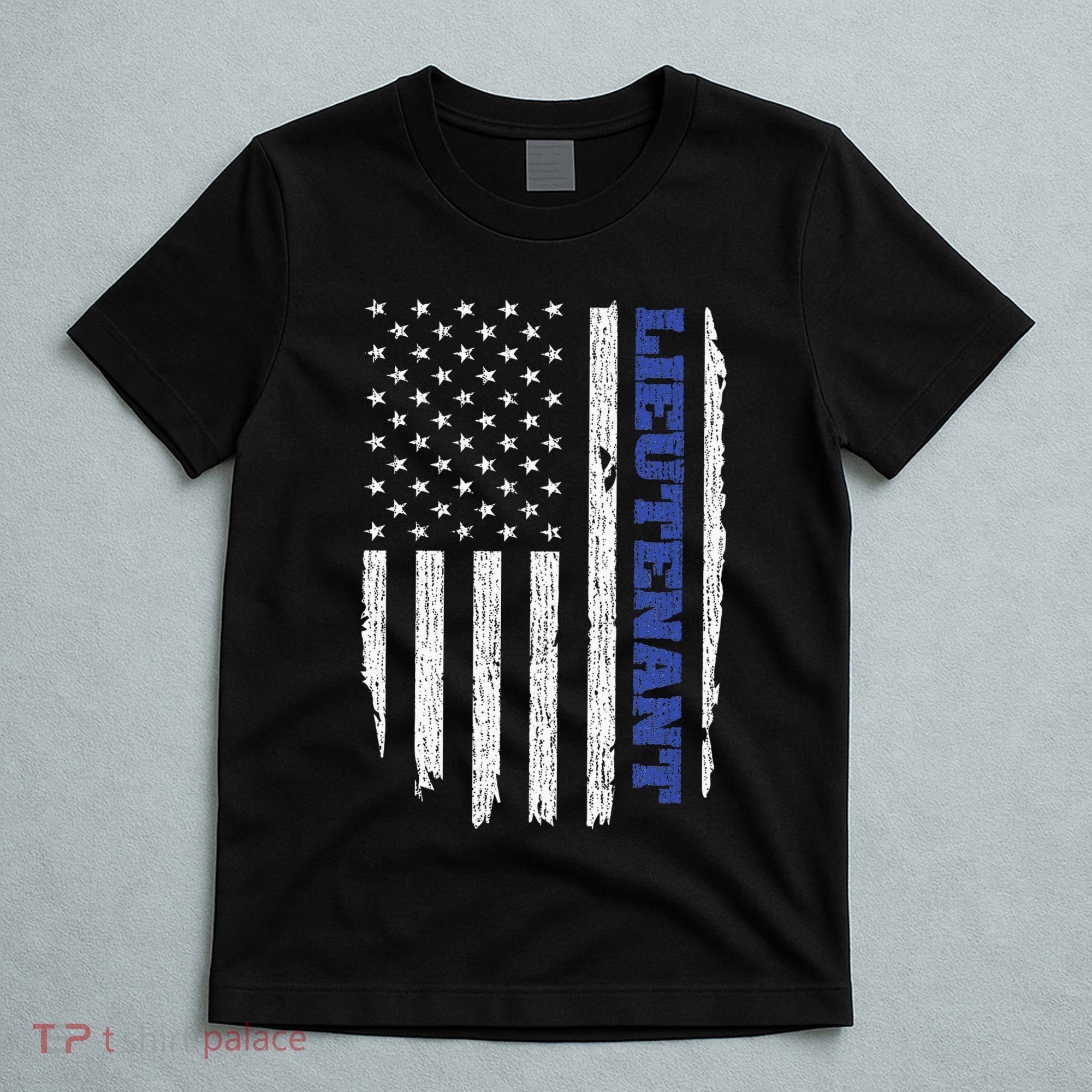 Police Lieutenant American Flag Usa Thin Blue T-Shirt