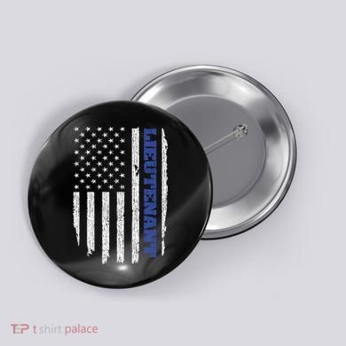 Police Lieutenant American Flag Usa Thin Blue Button