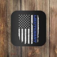 Police Lieutenant American Flag Usa Thin Blue Coaster thumb 0