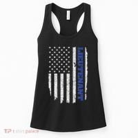 Police Lieutenant American Flag Usa Thin Blue Women's Tank Top thumb 0