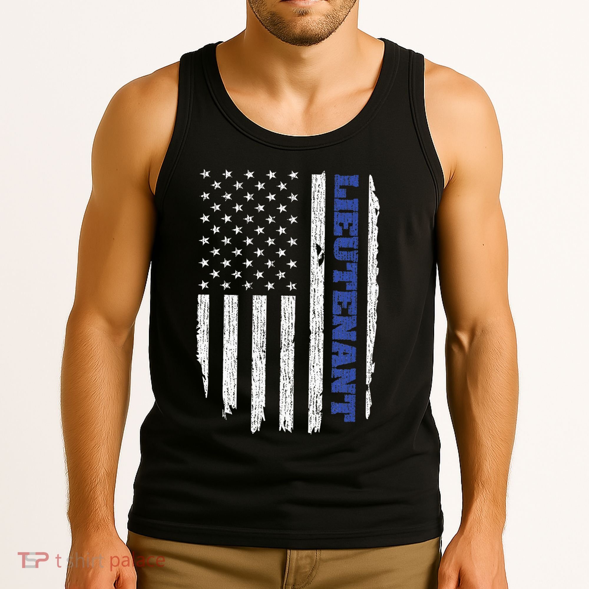 Police Lieutenant American Flag Usa Thin Blue Tank Top