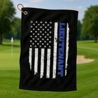 Police Lieutenant American Flag Usa Thin Blue Golf Towel thumb 1