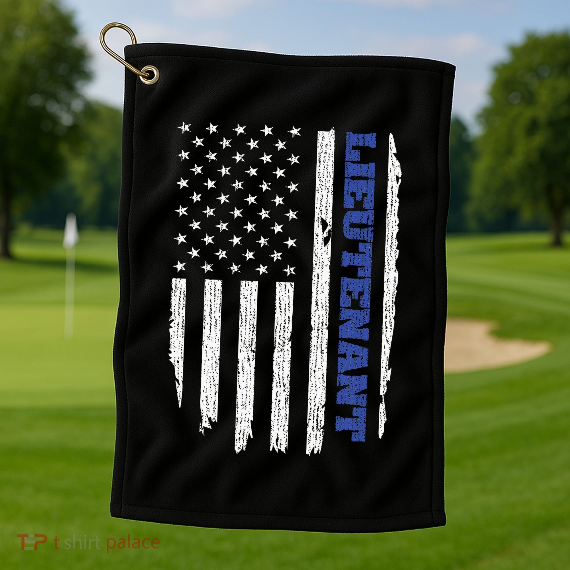 Police Lieutenant American Flag Usa Thin Blue Golf Towel